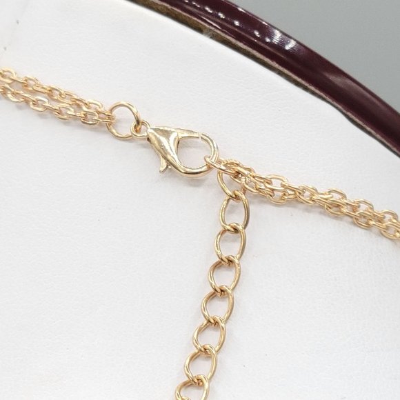 Womens Gold Tone Blue Quartz Stone Pendant Necklace Half Moon Accent 18 in - Picture 5 of 6